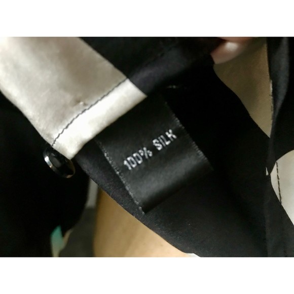 VTG Ellen Tracy Color Block 100% Silk Button Down Shirt Size 8P - Picture 4 of 5